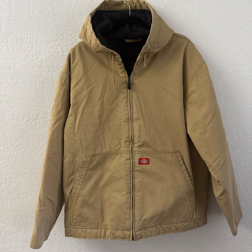 Dickies Men’s Canvas Jacket Hooded Zip Up Quilt Lined Workwear XL Coat